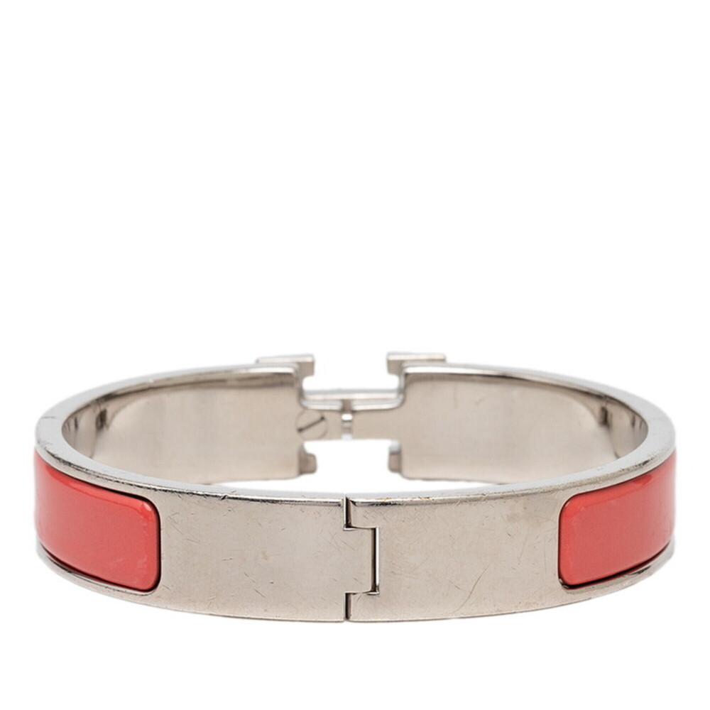 Hermes Click H PM Enamel Bracelet Bangle Pink Silver Metal Women's HERMES - Picture 3 of 5